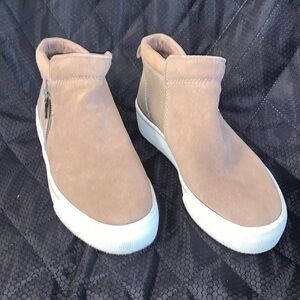 Keds Women's Cooper Zip Bootie Suede/Canvas Rain Boot Size 5 Brown White